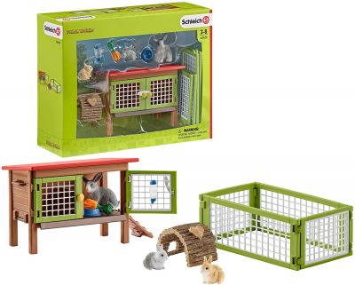 Schleich Rabbit Hutch and Bunny Playpen Toy Set