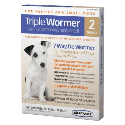 Duravet Triple Wormer for Puppies & Small Dogs (2 Tablets)