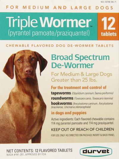 Duravet Triple Wormer for Medium and Large Dogs (12 Tablets)