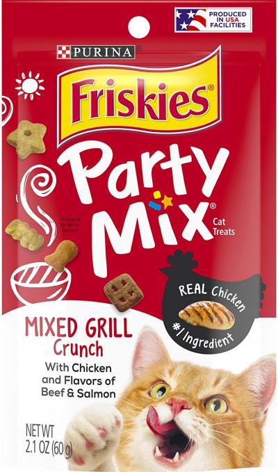 Purina Friskies Party Mix Mixed Grill Crunch Adult Cat Treats 2.1oz.