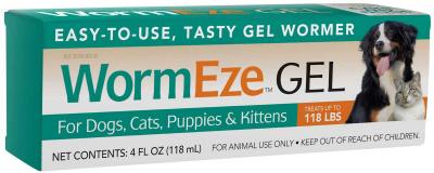 "Tasty Liquid WormEze Gel for Dogs, Cats, Puppies and Kittens 4oz."