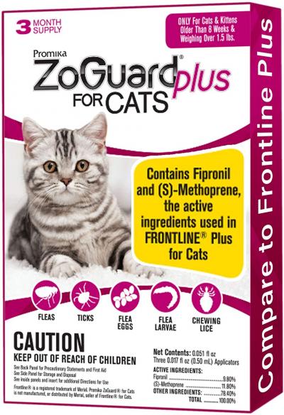 ZoGuard Plus Flea & Tick Prevention for Cats 3 Month Supply