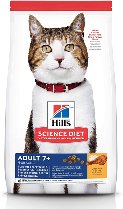 Adult 7+ Chicken Recipe Dry Cat Food 7lb