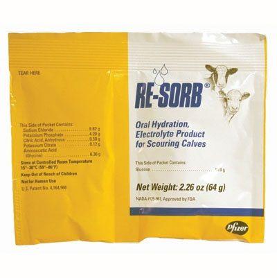 Re-sorb Oral Hydration Electrolyte Packet for Scouring Calves