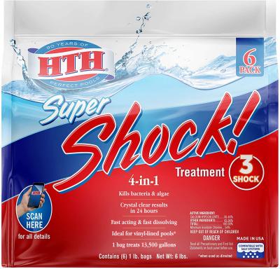 HTH Super Shock Treatment Swimming Pool Chlorine Cleaner 1Lb. 6Pk.