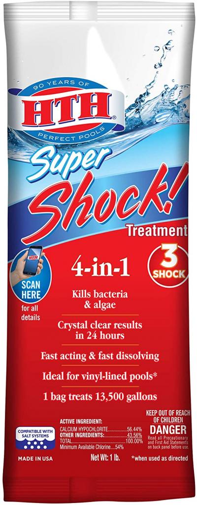 HTH Super Shock Treatment Swimming Pool Chlorine Cleaner 1Lb.