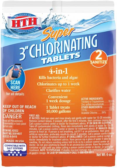 HTH 3-Inch Chlorinating Tablets Swimming Pool Sanitizer 6oz.