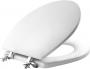 Mayfair Enameled Wood Round Toilet Seat wth Chrome Hinges