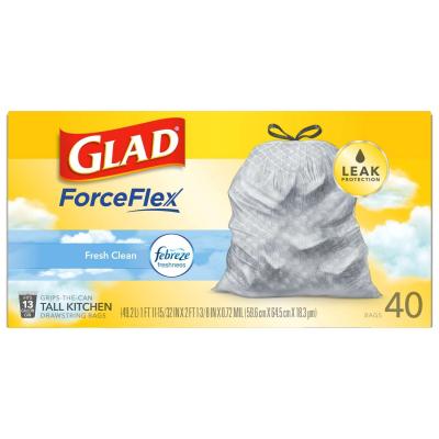 Glad ForceFlex 13-Gallon Fresh Scent Tall Kitchen Bags Drawstring 45Ct.