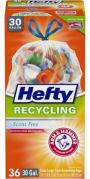 Hefty 30-Gallon Recycling Scent Free Clear Drawstring Bags 36Ct.