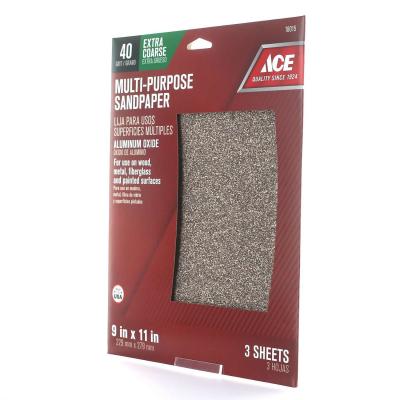 Ace Multi-Purpose Sandpaper 40-Grit Extra Coarse 3Pk.