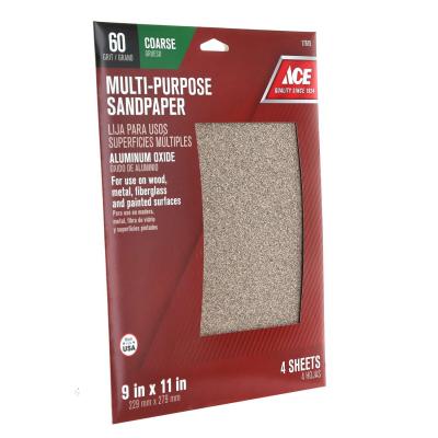 Ace Multi-Purpose Sandpaper 60-Grit Coarse 4-Pk.