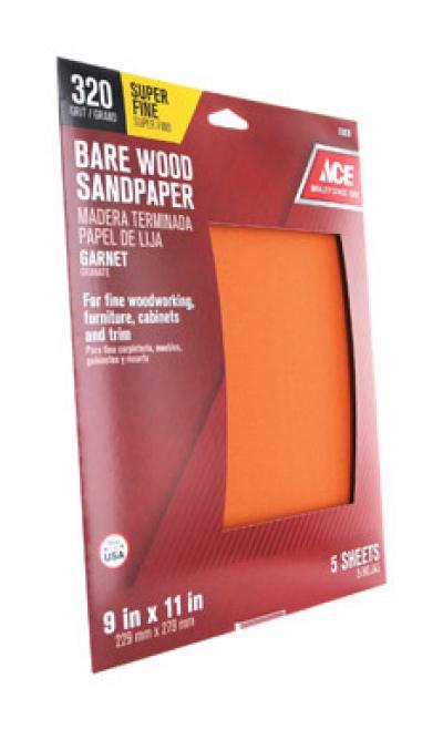 Ace Bare Wood Sandpaper 320-Grit Super Fine 5Pk.
