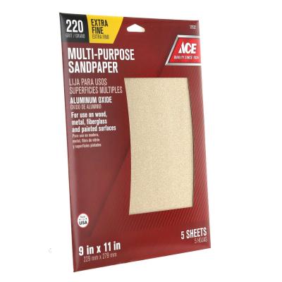 Ace Multi-Purpose Sandpaper 220-Grit Extra Fine 5Pk.