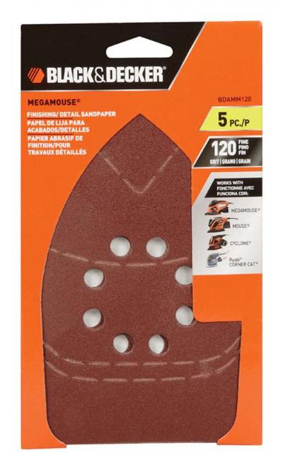 Black & Decker Mega Mouse Sandpaper 120 -Grit Fine 5Pk.