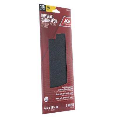 Ace Drywall Sandpaper 100-Grit Fine 5-Pk.