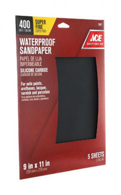 Ace Waterproof Sandpaper 400-Grit Super Fine 3Pk.