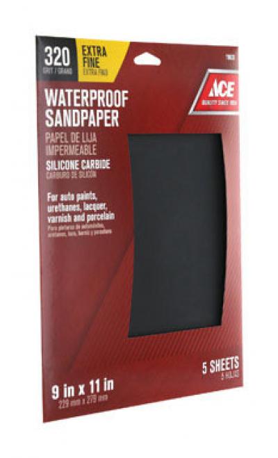 Ace Waterproof Sandpaper 320-Grit Extra Fine 3-Pk.