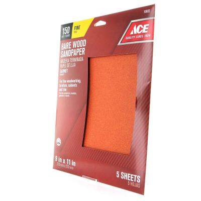 Ace Bare Wood Sandpaper 150-Grit Fine 5Pk.