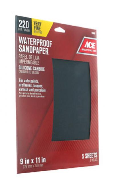 Ace Watreproof Sandpaper 220-Grit Very Fine 3Pk.