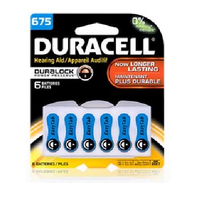 Duracell 1.4V Zinc Air 675 Hearing Aid Battery 6Pk.
