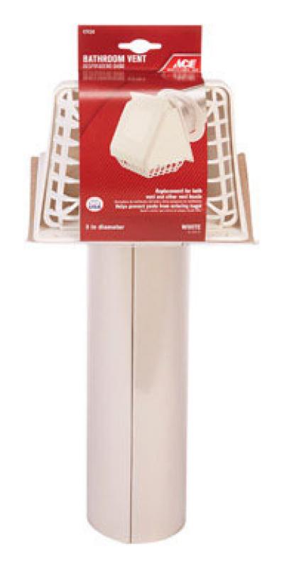 Ace 3-Inch White Plastic Bathroom Vent Hood