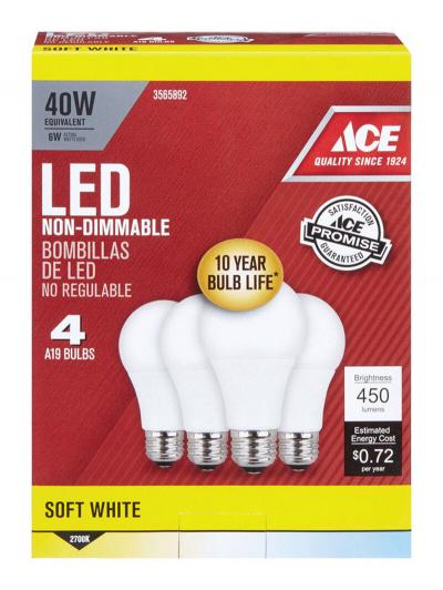 Ace LED 40-Watt Soft White 4Pk.