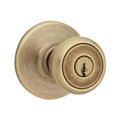 Kwikset Tylo Antique Brass Entry Knobs ANSI/BHMA Grade 3 1-3/4in.