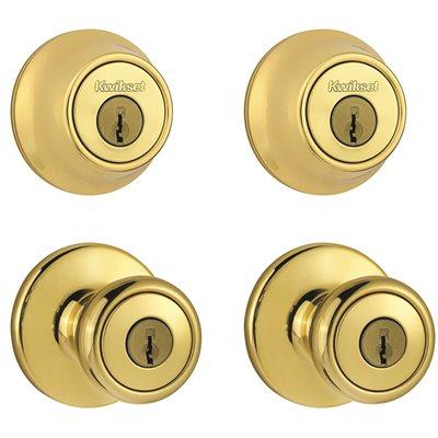 Kwikset Tylo Polished Brass Double Entry Door Kit ANSI/BHMA Grade 3 1-3/4in.