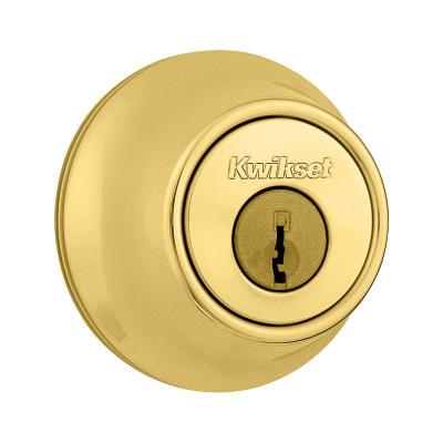 Kwikset US3 Single Cylinder Polished Brass Metal Deadbolt