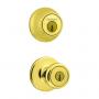 Kwikset Tylo Polished Brass Entry Lock and Single Cylinder Deadbolt