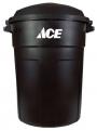 Ace 32-Gallon Plastic Black Garbage Can with Lid