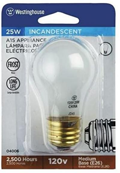 Westinghouse 25W A15 Appliance Incandescent Bulb E26 (Medium) White 1Pk.