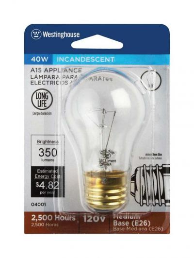 Westinghouse 40W A15 Appliance Incandescent Bulb E26 Warm White