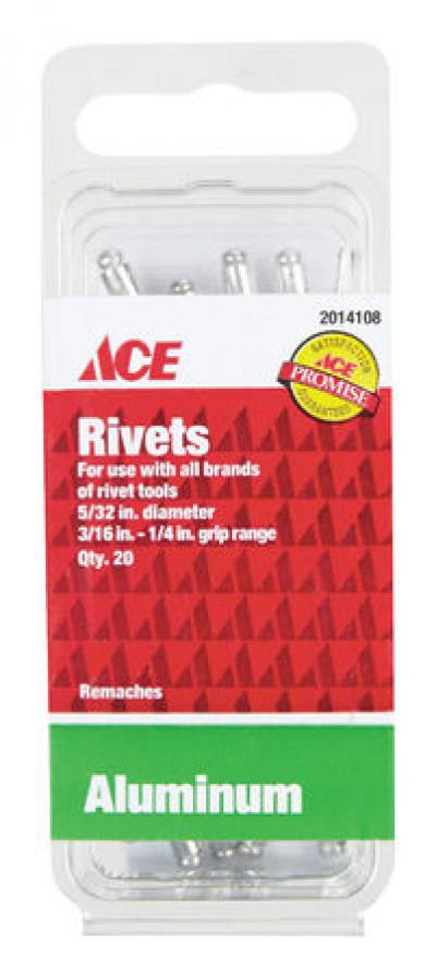 Ace 5/32in. X 1/4in. Aluminum Rivets 20Pk.