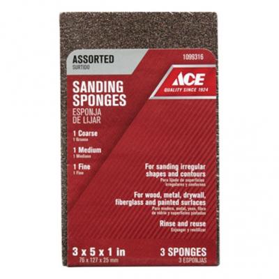 Ace 60/80/120-Grit Extra Large Sanding Sponge 3Pk.