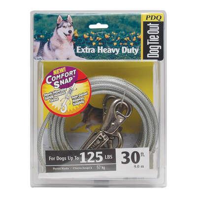 Warren Pet PDQ Silver Tie-Out Vinyl Coated Cable Dog Tie Out X-Large 30ft.