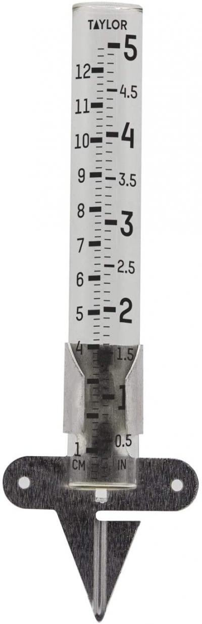 Taylor 5-Inch Capacity Mountable Glass Tube Rain Gauge