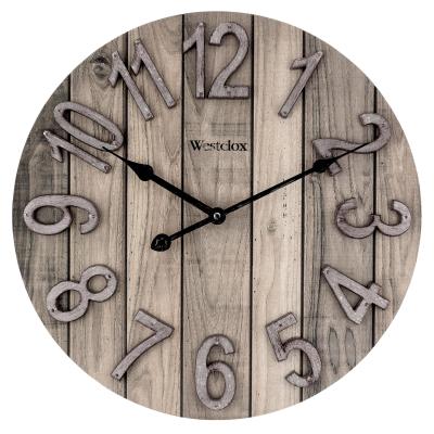 Westclox 15.5-Inch Farmhouse Natural Wood Grain Wall Clock