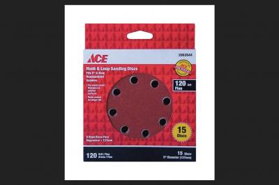 Ace Hook & Loop 5in. 8-Hole 120-Grit Sanding Discs