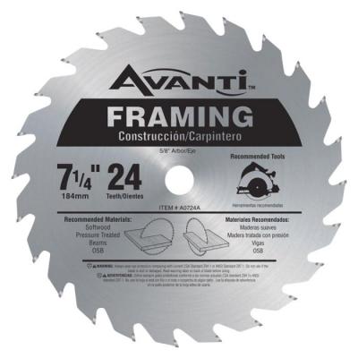 Freud Avanti 7-1/4in. X 5/8in. Carbide Tip Steel Framing Blade 24-T