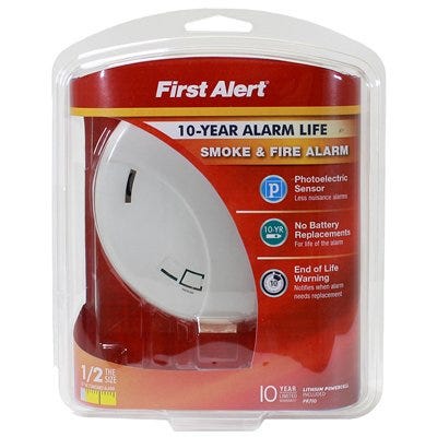 First Alert Photoelectric Smoke Alarm with 10-year Battery