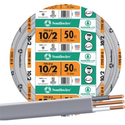 10-2 UF Gray Solid Wire w/Ground 50ft