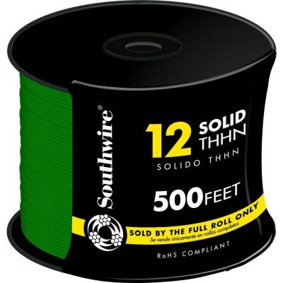 12AWG THHN Electrical Wire Solid Green 500ft