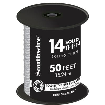 14AWG THHN Electrical Wire Solid White 50ft