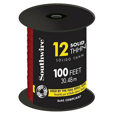 12AWG THHN Electrical Wire Solid Red 100ft