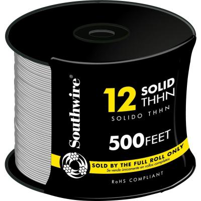 12AWG THHN Electrical Wire Solid White 500ft