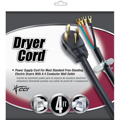 Coleman Cable 4ft 30-Amp 4-Prong Dryer Power Cord