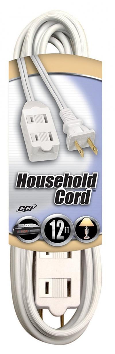 Coleman Cable 12ft Indoor Cube Tap White Extension Cord