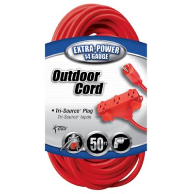 Coleman Cable 50ft 14/3 3-Way Power Block Tri-source Extension cord